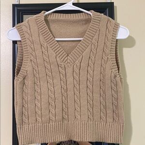 Cable Knit Tan Sweater Vest